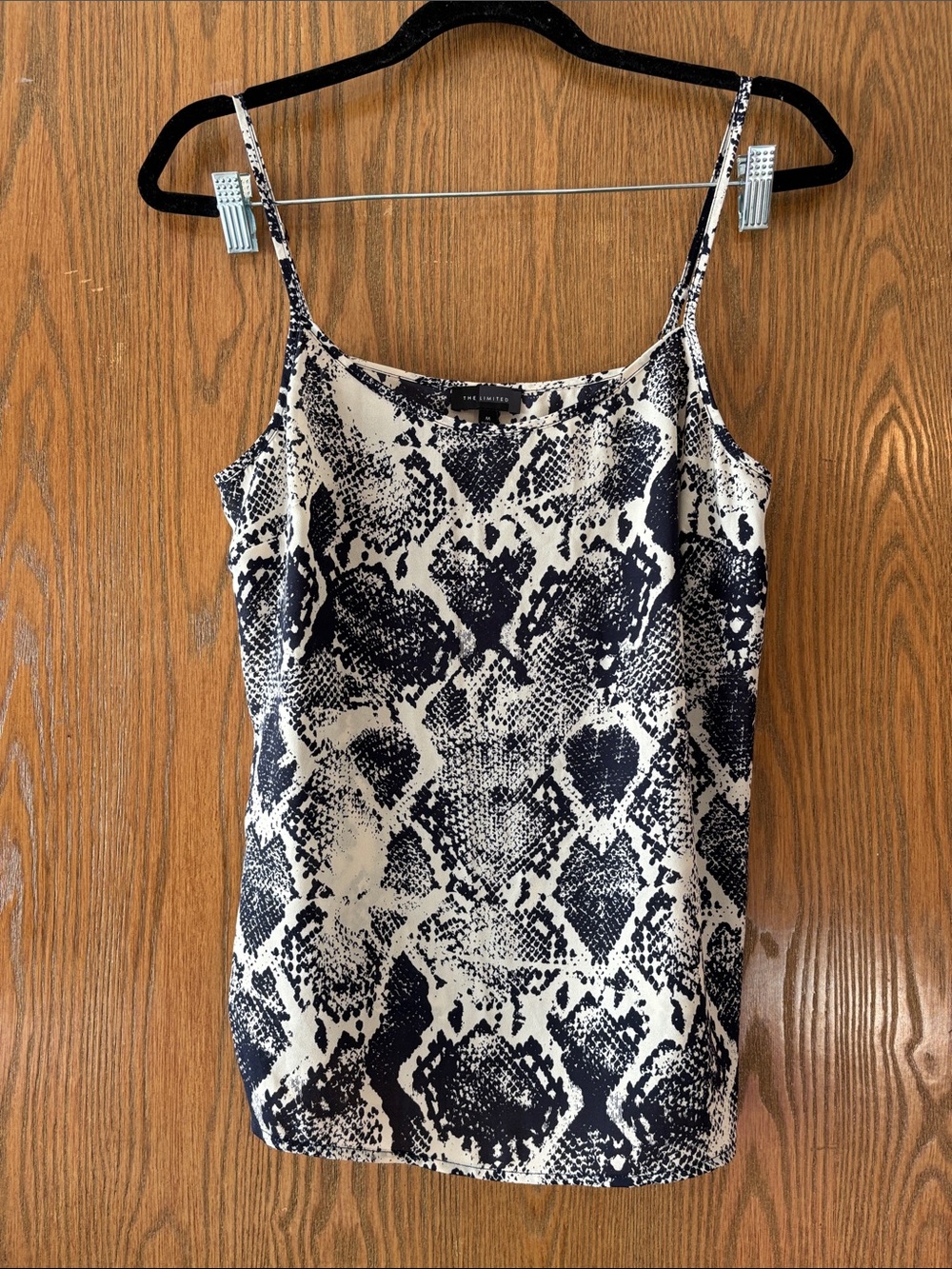The Limited Snake Print Spaghetti Strap Tank Top - Navy Blue & Cream Size M